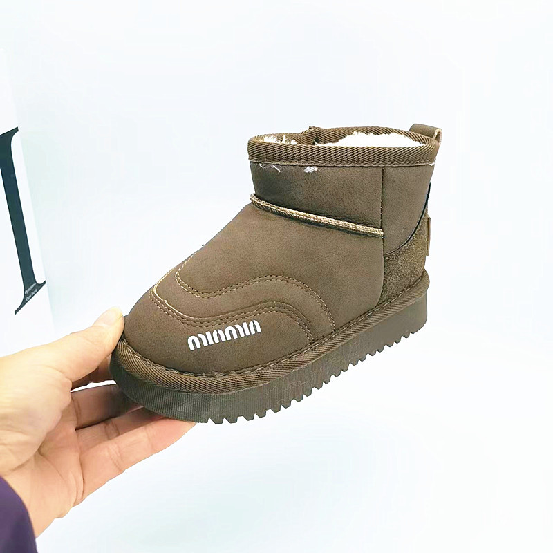 27-31 37 - 37 yardas botas de algodón de invierno de lana, botas de nieve para niños y niñas, zapatos de algodón para niños