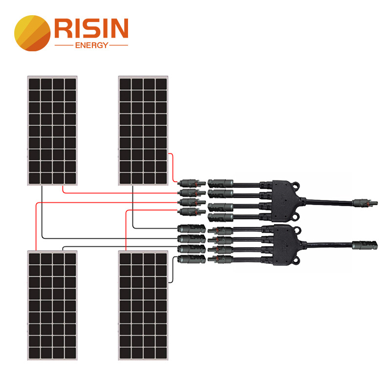 零售4拖1分支并联MC4连接器50A 1000V光伏太阳能电池板电缆连接头