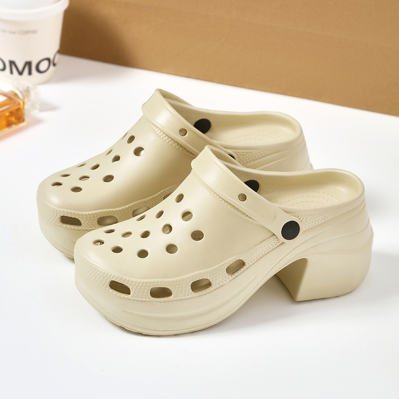 New Mermaid Hole Shoes High Sense Fashion High Heel Sandals Women's Outer Wear Thick Sole Casual Hole Shoes Women