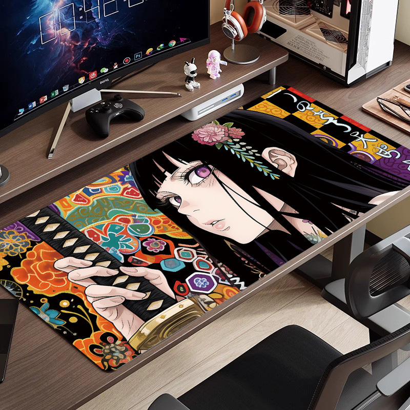 黒と白のアニメマウスパッド特大シンプルな二次元eスポーツボーイズコンピュータデスクパッド大型キーボードパッド|undefined