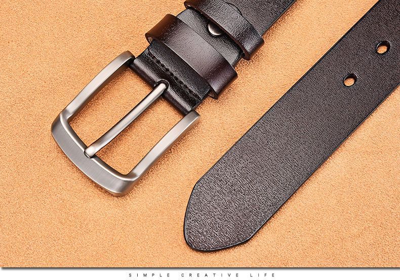 Men's Pin Buckle Leather Belt Business Casual Versatile Waistband Simple Fashion Cross-border Best Seller One-piece Dropshipping Custom Label