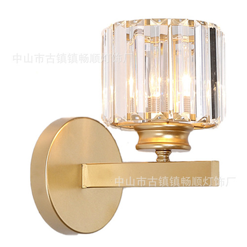 Modern light luxury crystal bedside lamp, minimalist and atmospheric living room wall lamp, internet celebrity minimalist master bedroom room lighting