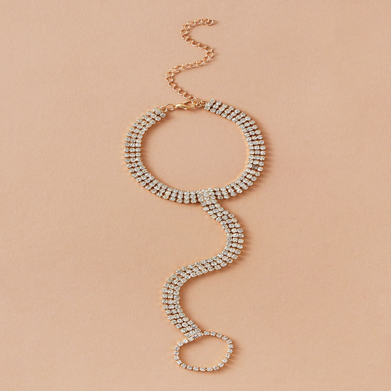 fashion exaggerated full diamond creative back chain alloy braceletpicture2