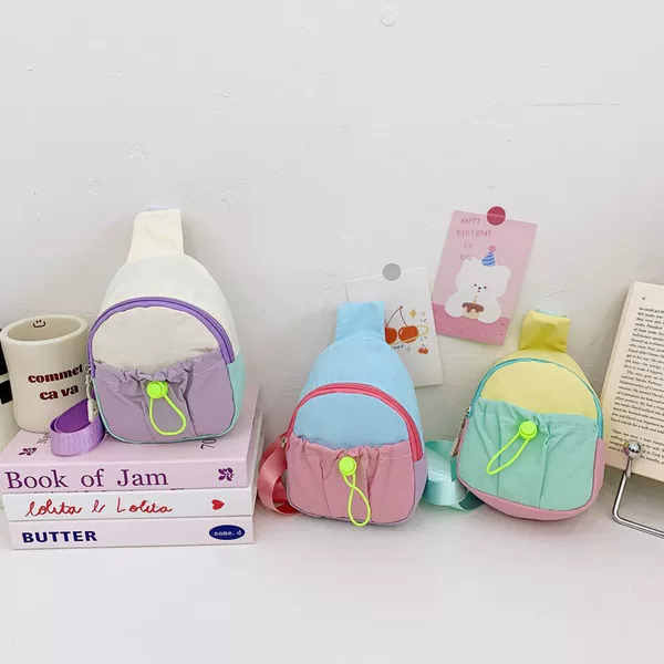 Foreign Trade Children's Chest Bag 2025 Summer New Color Matching Nylon Shoulder Bag Fashionable All-match Girls' Crossbody Bag