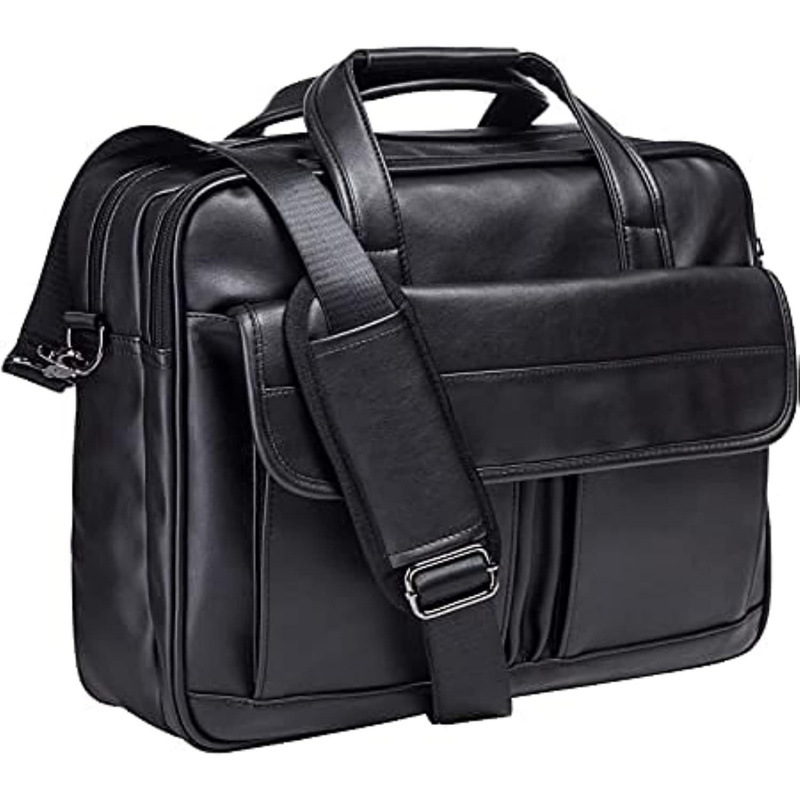 Cartero de cuero de hombre 17.3 pulgadas portátil maletín bolso de negocios bolso de computadora