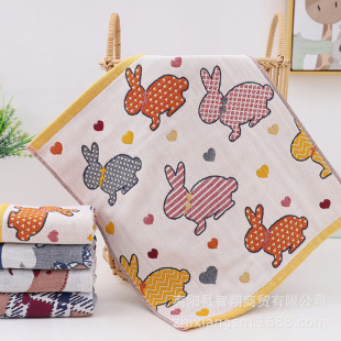 Zhiyang towel autumn and winter caiduoji cat gauze square towel soft absorbent kitchen hand towel factory price wholesale