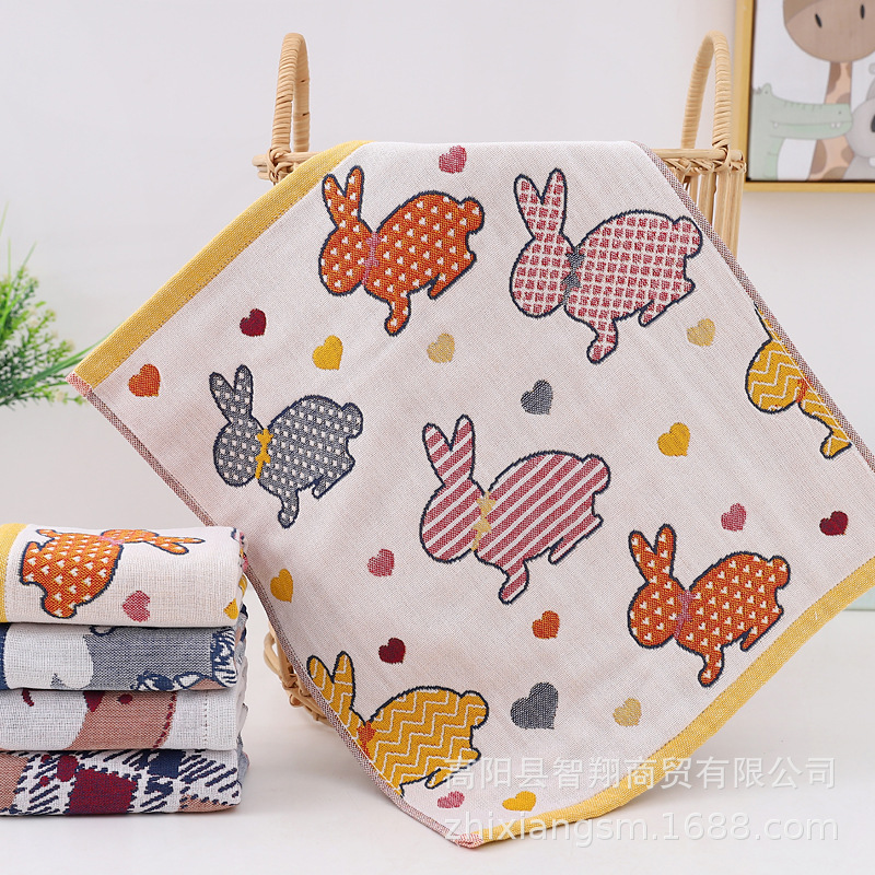 Zhiyang towel autumn and winter caiduoji cat gauze square towel soft absorbent kitchen hand towel factory price wholesale Zhiyang towel autumn and winter caiduoji cat gauze square towel soft absorbent kitchen hand towel factory price wholesale