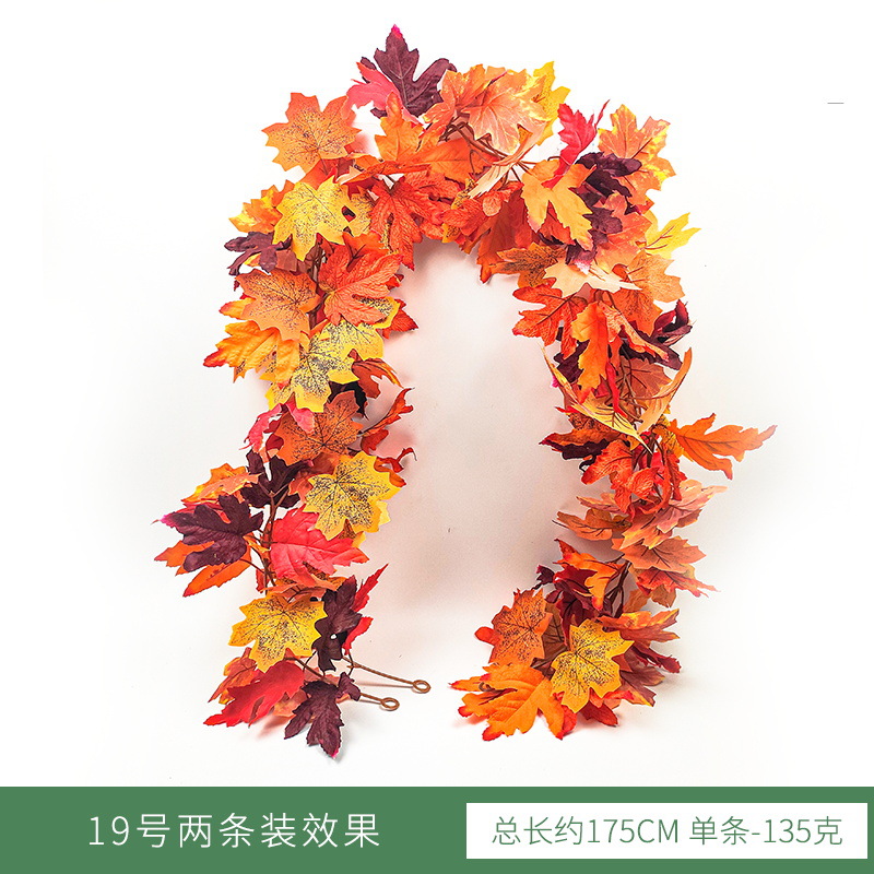 Hoja de arce artificial ratán Halloween adornos hojas artificiales artificial verde planta pared Amazon Acción de Gracias decoración colgante de pared