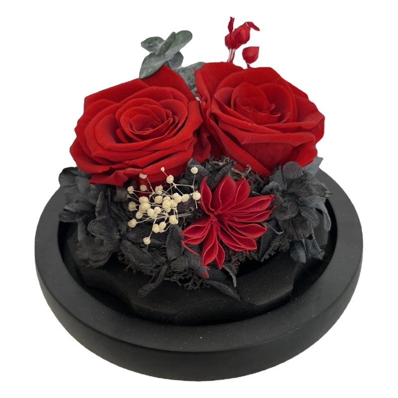 Flor melocotón corazón Eternal Rose Navidad Tanabata Día de San Valentín regalo eterna flor cubierta de vidrio en stock al por mayor
