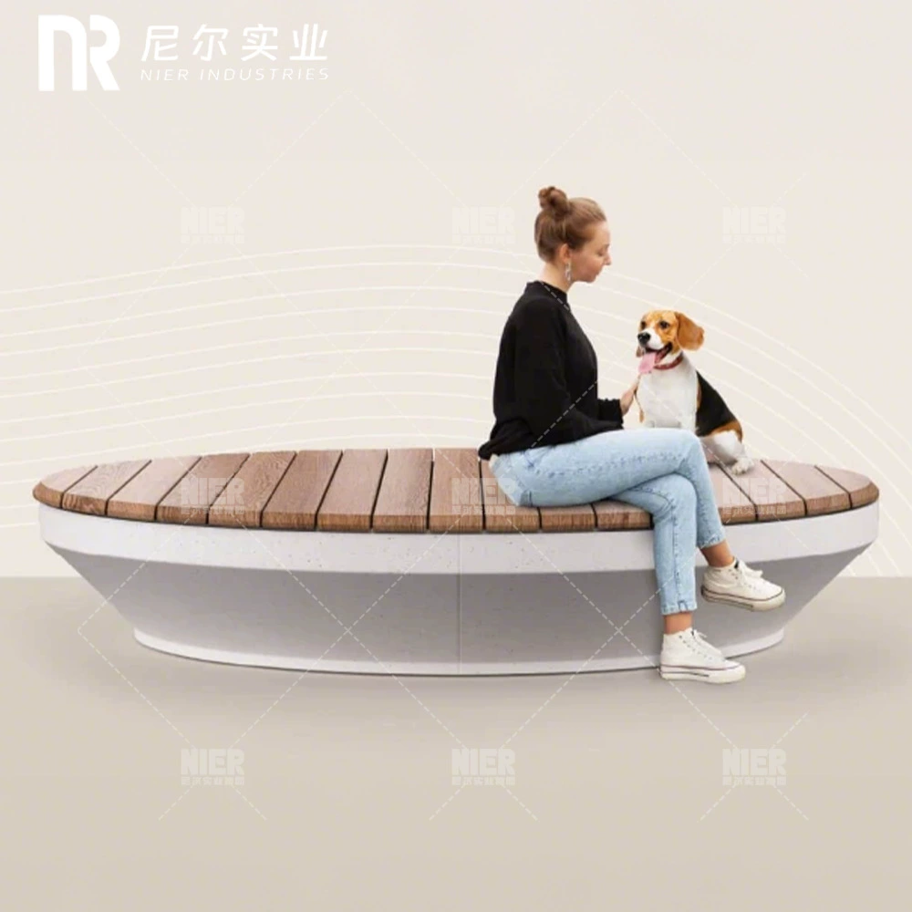 Уличный бетонный овальный табурет для парка, муниципальная инженерная тендерная конструкция с защитой от УФ-излучения и ржавчины, поддерживает тендерную деятельность проекта