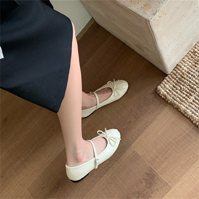法式复古绒面芭蕾舞单鞋女2025秋季新款韩版一字带平底玛丽珍女鞋|undefined
