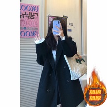 斗篷毛呢外套女赫本风呢子大衣女冬装小个子日系加棉加厚黑色外套