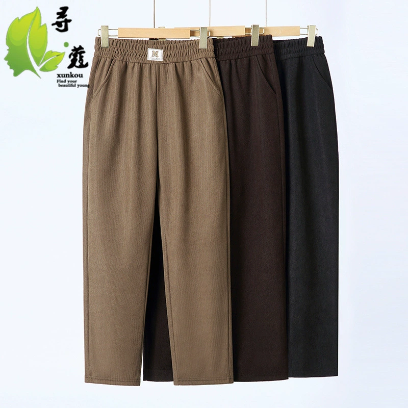 2025 новая мама весенние вельветовые брюки среднего и пожилого возраста весенние и осенние повседневные брюки свободные дикие модные женские брюки