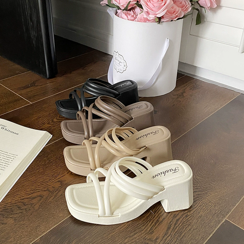 Amazon трансграничные электрические коммерция новые взрывные женские тапочки летом удобные туфли на высоком каблуке европейские и американские модные сандалии на каблуках