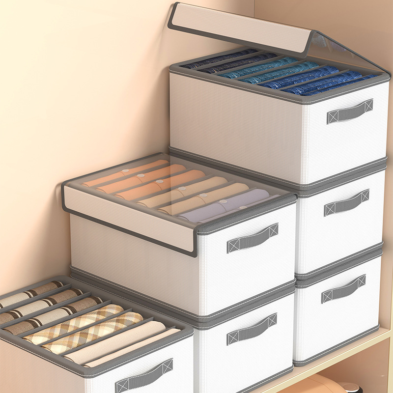 Trousers Clothes Storage Artifact Household Wardrobe Layered Compartment Box Clothes Arrangement Compartment Box