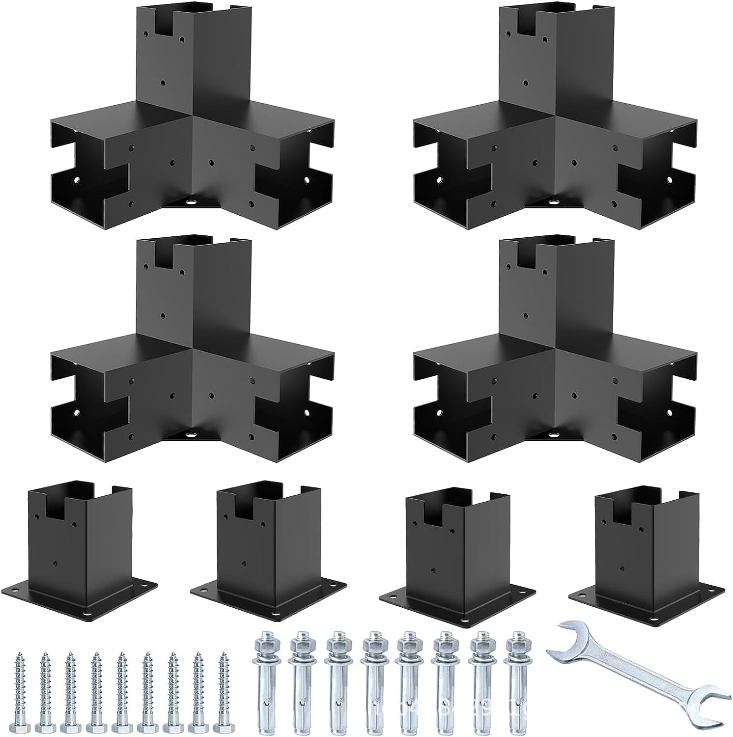 Transfronterizo soporte de pergola marco de ángulo recto DIY soporte de madera alta cuatro piezas para el tamaño de ángulo real de 3.5X3.5 pulgadas