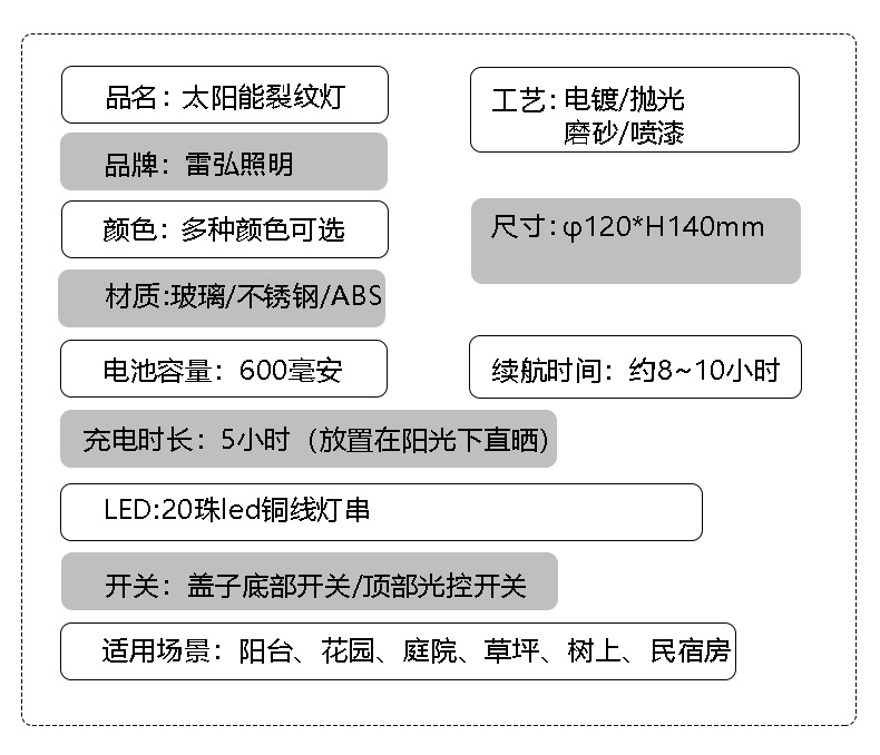 太阳能裂纹灯户外灯庭院灯瓶子灯挂灯许愿灯创意装饰圣诞梅森瓶灯详情13