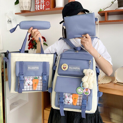 School bag for female junior high school students, Korean version of cute Harajuku elementary school student backpack, high school large capacity ins style backpack