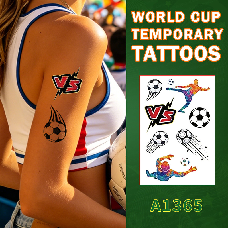 Cartoon World Cup Tattoo Stickers, Safe and Non-Irritating, Suitable for Children, Football-Themed Temporary Tattoo Stickers