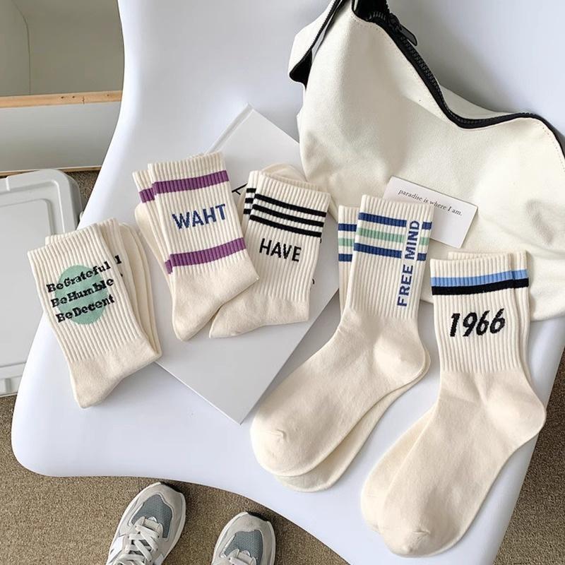 Zhuji spring and summer new South Korea hot socks women's all-match striped fashion socks ins brand mid-calf Sports men's socks couple