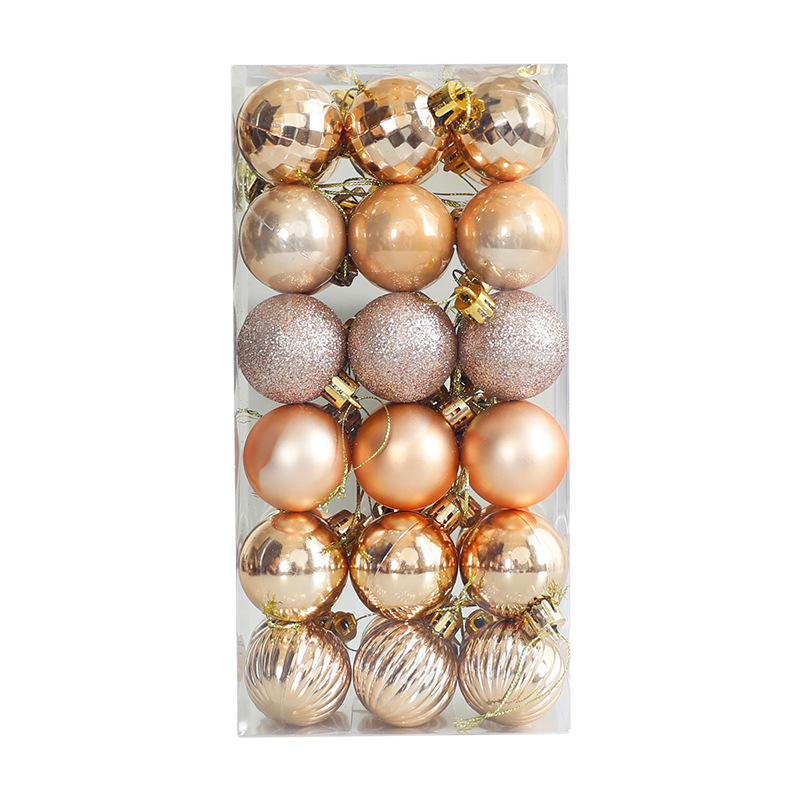 Amazon decoraciones de Navidad 4cm / 36pcs barril pintado conjunto de bolas de Navidad colgante de árbol de Navidad al por mayor