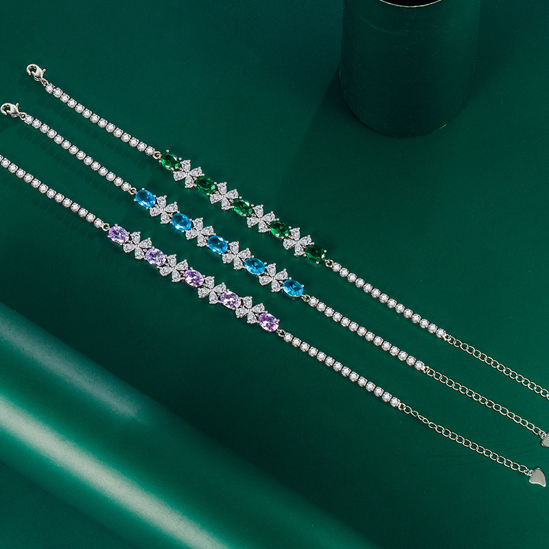 Elegant Geometric Copper Inlay Zircon Bracelets 1 Piece