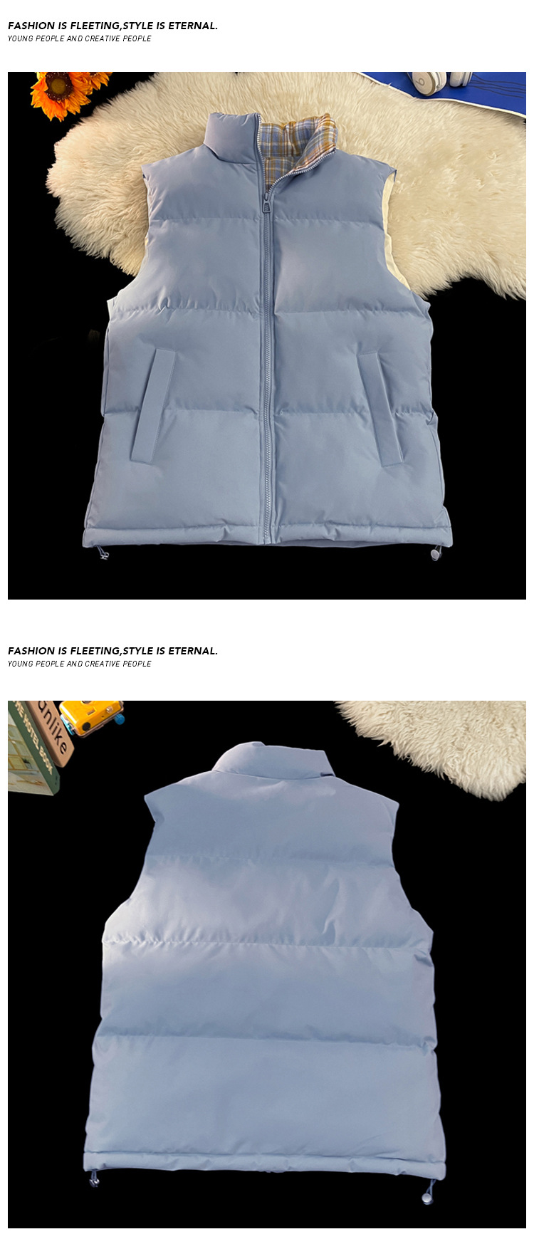 Plaid Patchwork Down Cotton Men’s Casual Thickened Warm Vest_voghion.com