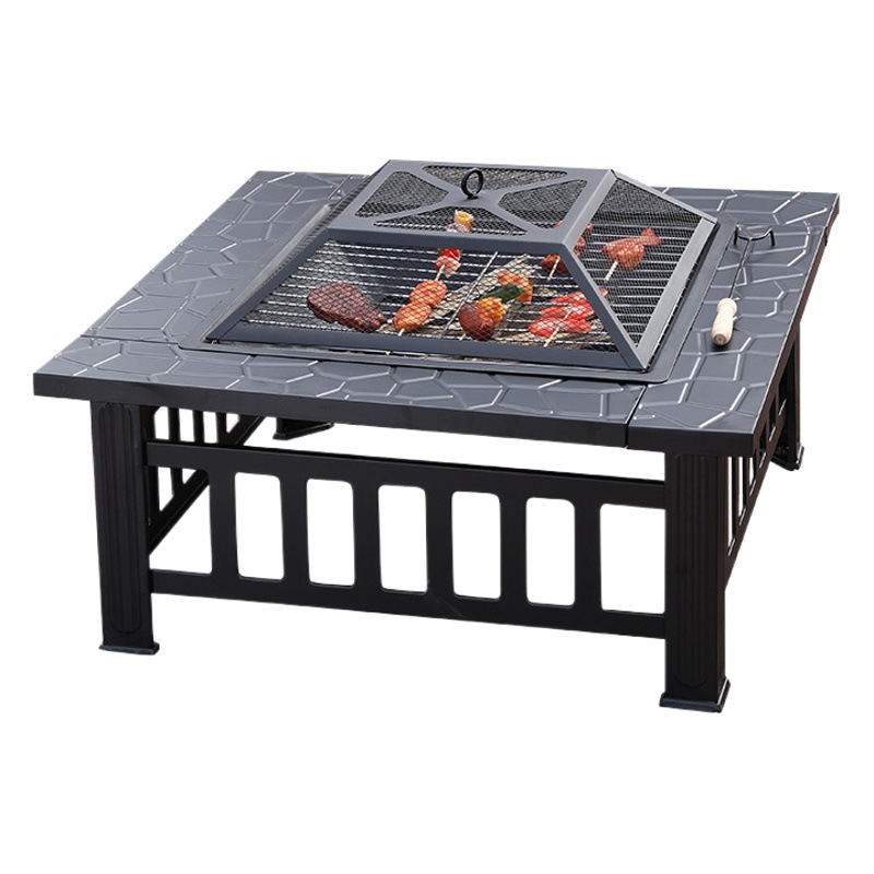 Estufa redonda para hacer té, juego completo de parrilla plegable, brasero a la parrilla de carbón para el hogar, calefacción de patio, mesa al aire libre