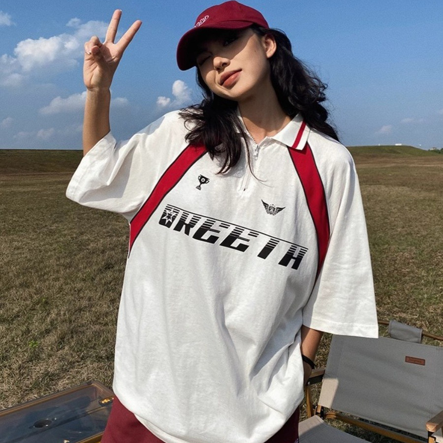 Tren nacional costura americana contraste color 2025 nueva camisa POLO solapa uniforme de fútbol manga raglán camiseta de manga corta hombres y mujeres