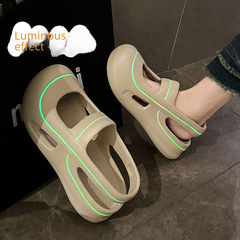 Summer Mary Princess Slip-on Slides Non-slip Versatile Heeled Slippers for Women, Outdoor EVA, Ins Shoe Strap, New Flat Shoes