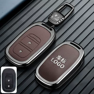for Accord, Civic, Breeze, Car key bag - honda-c-model-2-button-leather-texture-brown-trapezoidal-buckle