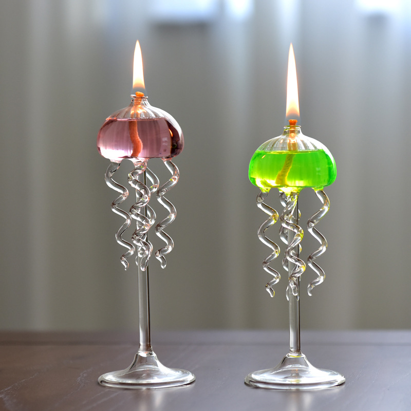 Creativo en forma de pulpo lámpara de aceite de vidrio candelabro decoración romántica simple moderno escritorio del hogar lámpara de mantequilla libre de humo