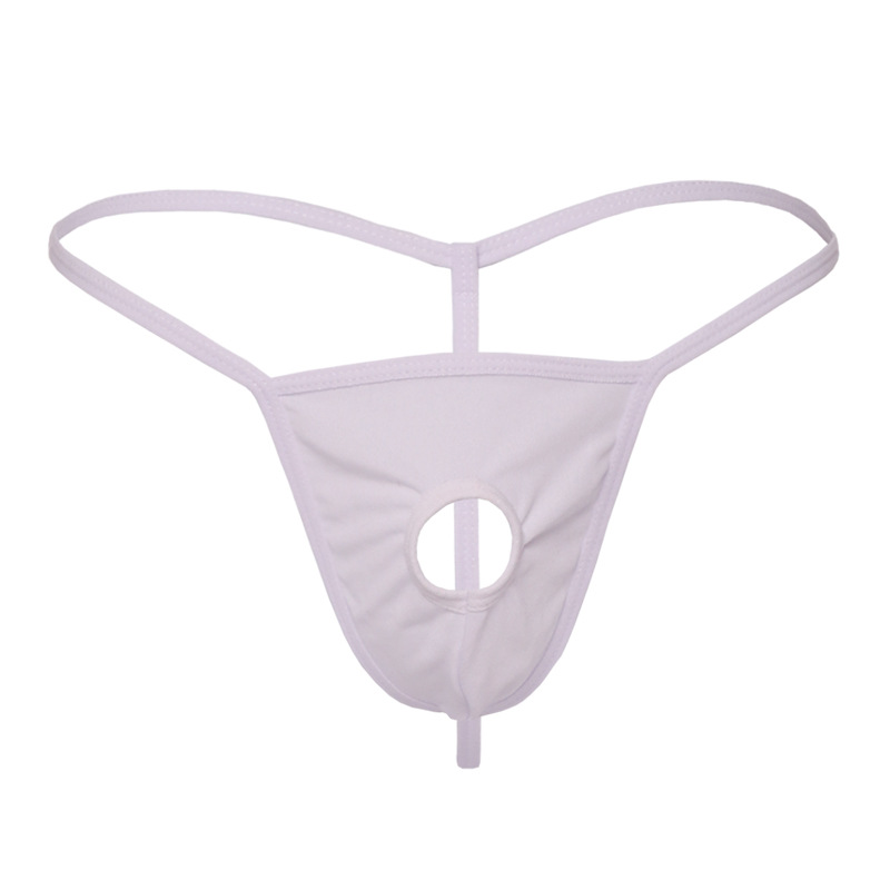 Sexy With Exposed Holes Thong Butt Exposing T-Pants High Elasticity Men's Underwear Wholesale Processing_voghion.com