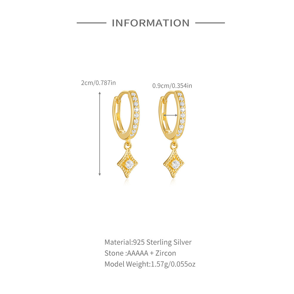 5g Weight 925 Sterling Silver Ear Needle Material Zircon Inlay Material Earrings Classification 1 Pair Quantity Holiday, Travel, Daily Occasion 925 Sterling Silver Material Geometric Pattern Women's Gender Plating Design Simple Style, Streetwear Style 1 Pair 925 Sterling Silver Zircon Geometric Earrings 无