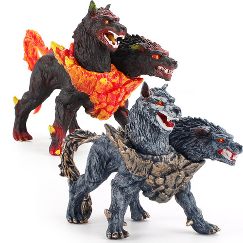 Cross-new export ancient mythological animal model Large two-headed dog Warcraft fantasy series animal ornaments model