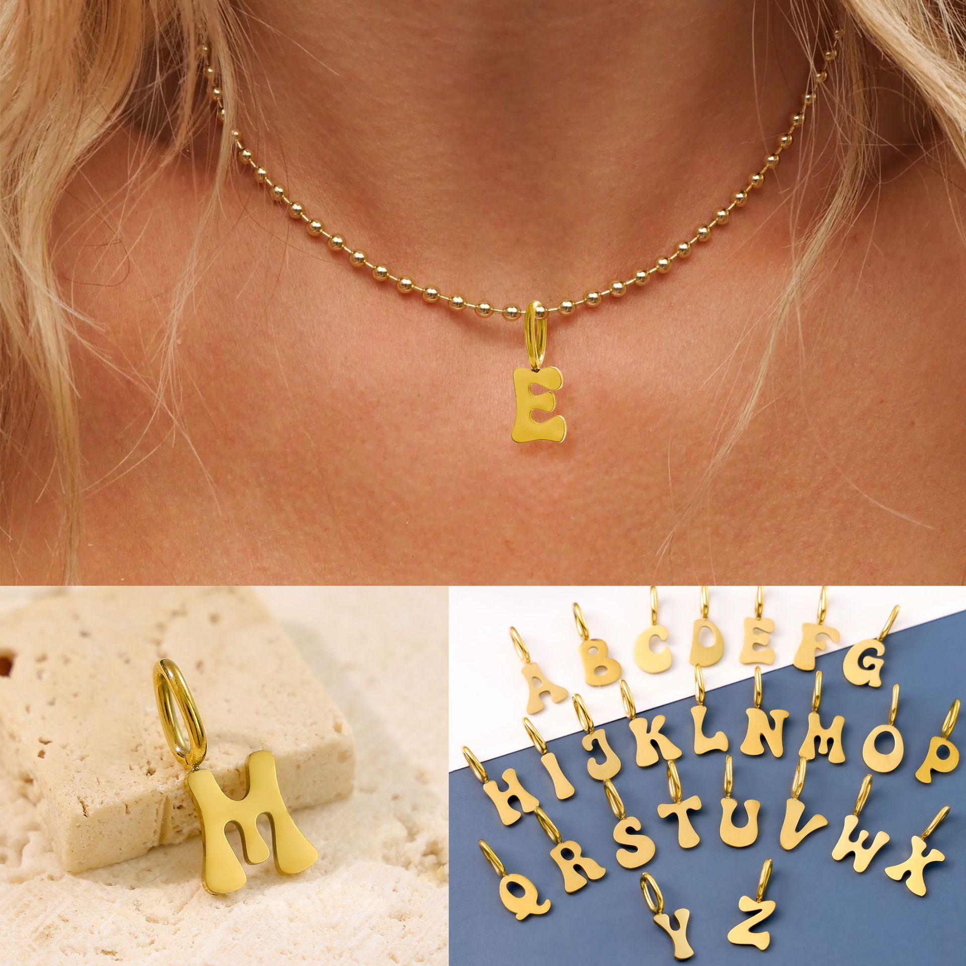 21g Weight Pendant, Chain Jewelry Making Type 9*8mm Jewelry Making Size DIY Jewelry Accessories Classification 1 Piece, 1 Set Quantity 304 Stainless Steel Material Letter Pattern Plating Design Simple Style, Classic Style Style 1 Piece 1 Set 9*8mm 304 Stainless Steel Letter Pendant Chain 4