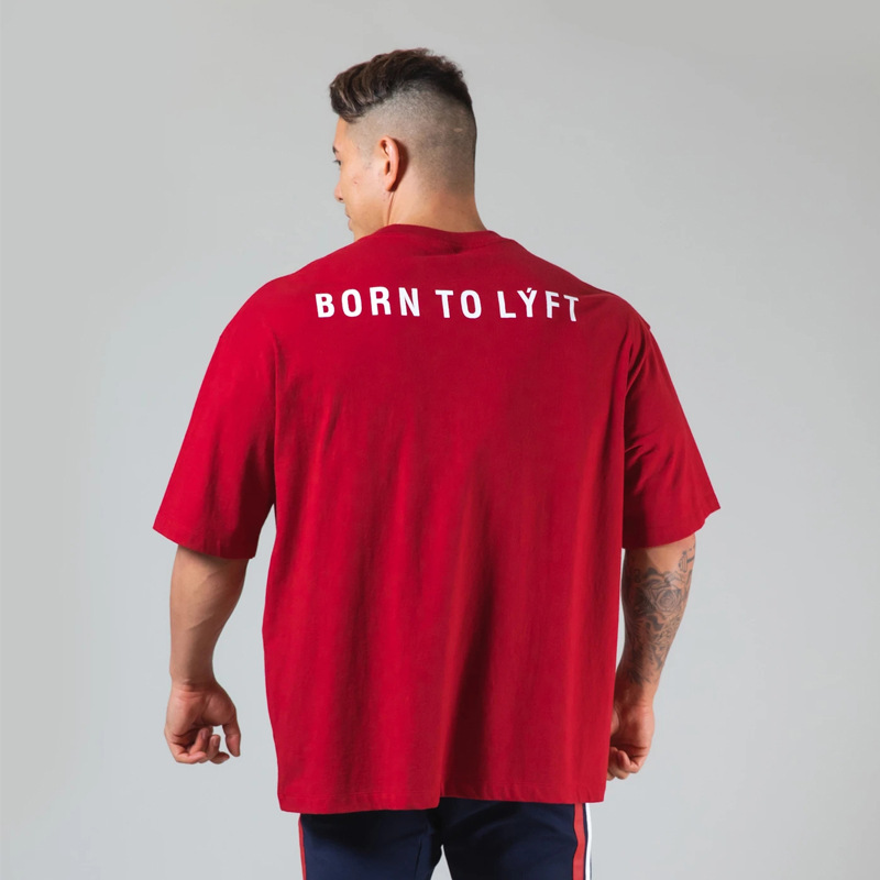 LYFT夏季新款潮流健身短袖棉宽松圆领半袖大码纯色上衣男一件代发|ms