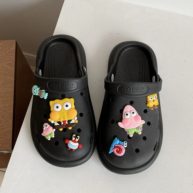 Летняя верхняя одежда для женщин Dly Croc Shoes, новые с толстой подошвой пляжные нескользящие милые баотоу тапочки