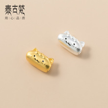 925纯银电镀3D硬银法棍猫隔珠手串散珠diy手工编绳材料配件Q1212