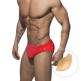 JESSBORN men's pure color with Cup swimming trunks fashion sexy low waist triangle swimming trunks hot spring professional swimsuit