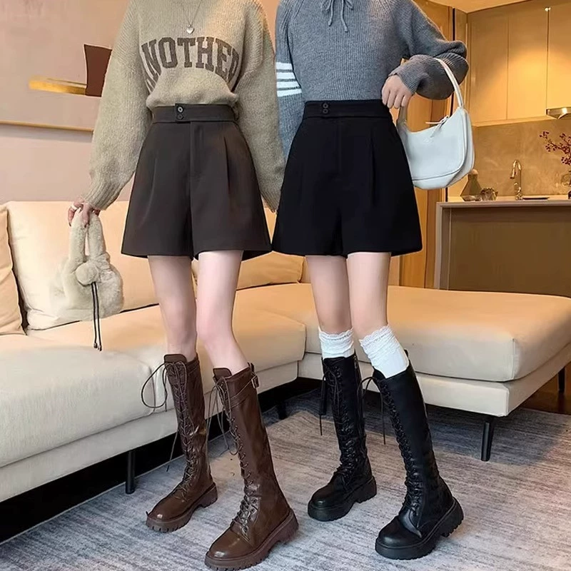 Широкие брюки цвета карри дети осень зима 2024 новые брюки юбка маленький человек костюм шорты на улице сапоги брюки юбка