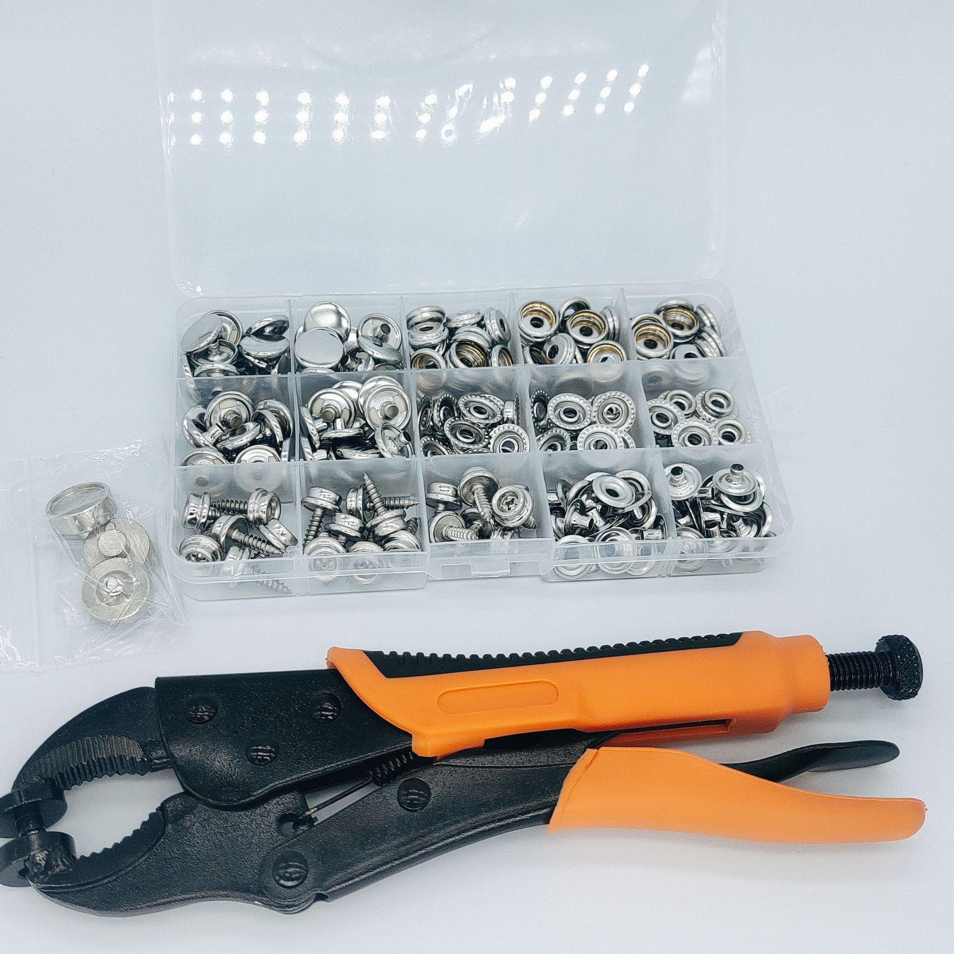 304 tornillo de acero inoxidable hebilla blanca grande hebilla fuerte alicates ajustable soporte broche presión alicates