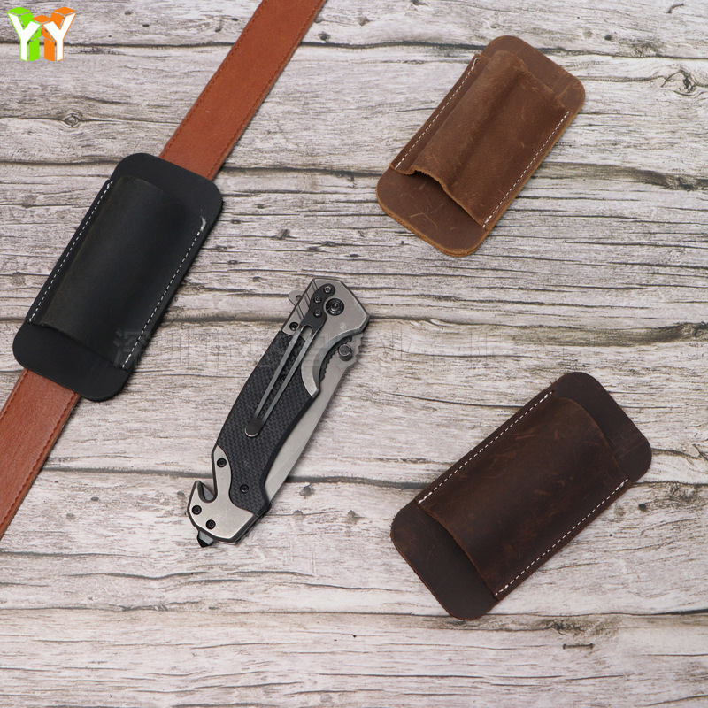 Leather folding tools set, tactics pocket knife, belt bag