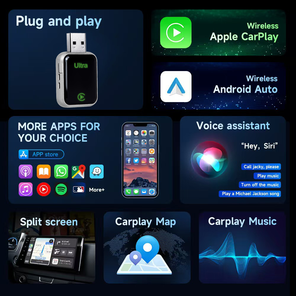 New Car Wireless Carplay Box Android Two-In-One Adapter Car Connectivity 2025 Cross-Border