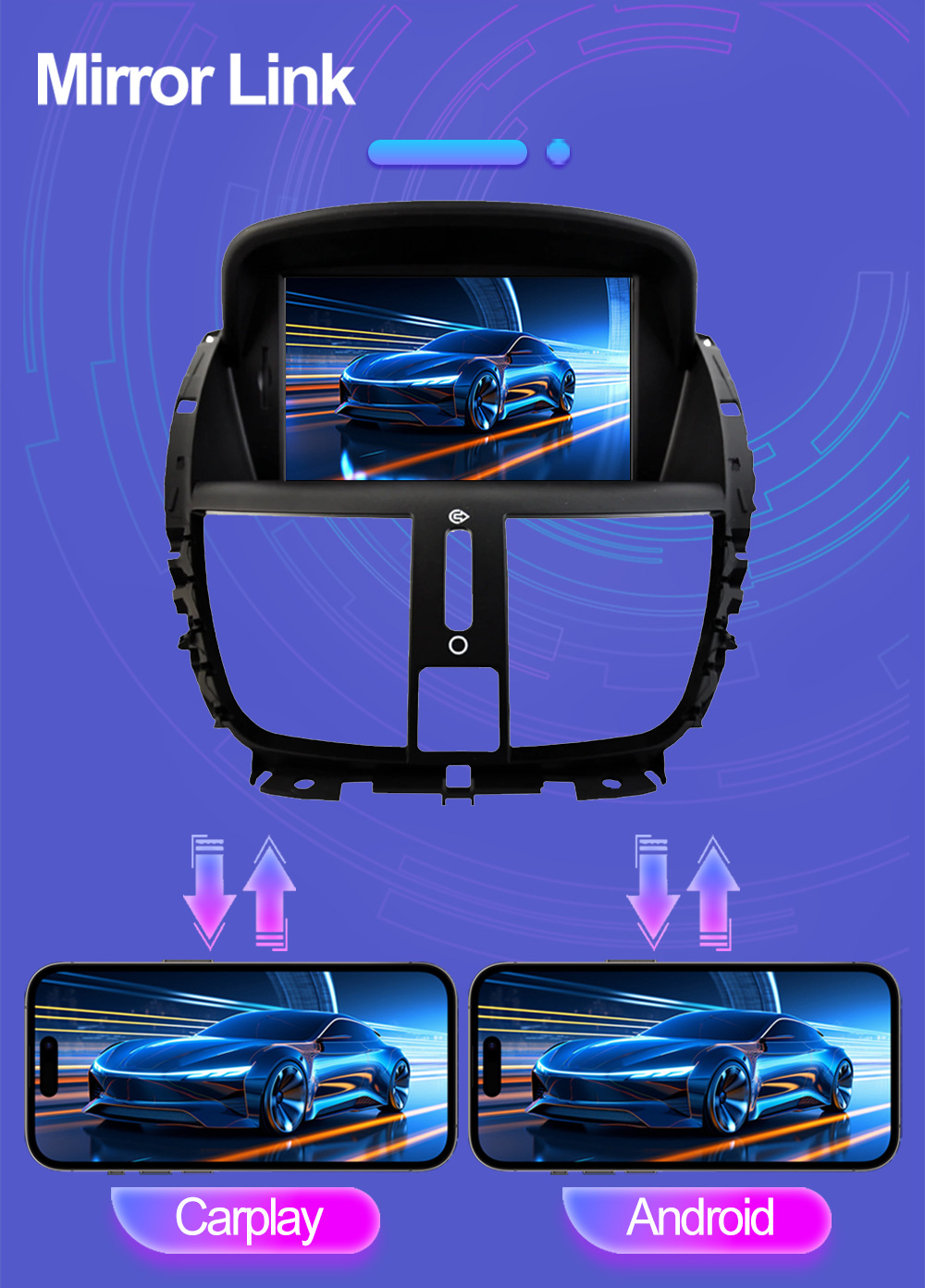 Suitable for 7inch Peugeot 207Cc Android Car Gps High-Definition Screen Mp5 Bluetooth Navigation All-In-One Carplay