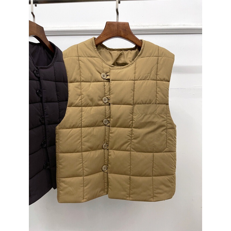 Longmei Checkered Quilted Cotton Vest for Women 2025 Autumn and Winter New Lem Style Simple Warm Sleeveless Versatile Top