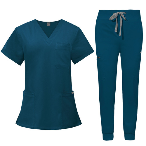 New Product Double Layer Multifunctional Pocket Nurse Uniform Surgery Anesthesia Worker Short Sleeve Pants Set