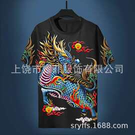 跨境外贸休闲圆领潮流T恤3D印花