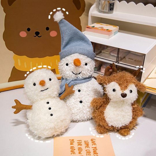 Christmas Gift Snowman Elk Stitching Christmas Tree Plush Toy Scene Layout Atmosphere Grasp Doll Female