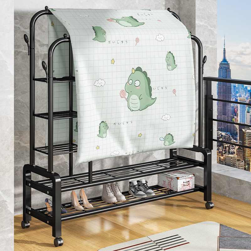 簡易晾衣架落地家用掛衣架臥室宿舍摺疊涼衣杆室內陽台曬衣服架子